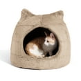 thumbnail image 1 of Best Friends by Sheri Meow Hut Fur Dome Pet Bed – Covered Cat Cave for Cats & Small Dogs up to 15 lbs, Faux Fur Hideaway with Water-Resistant Bottom, Machine Washable, Wheat, 1 of 5