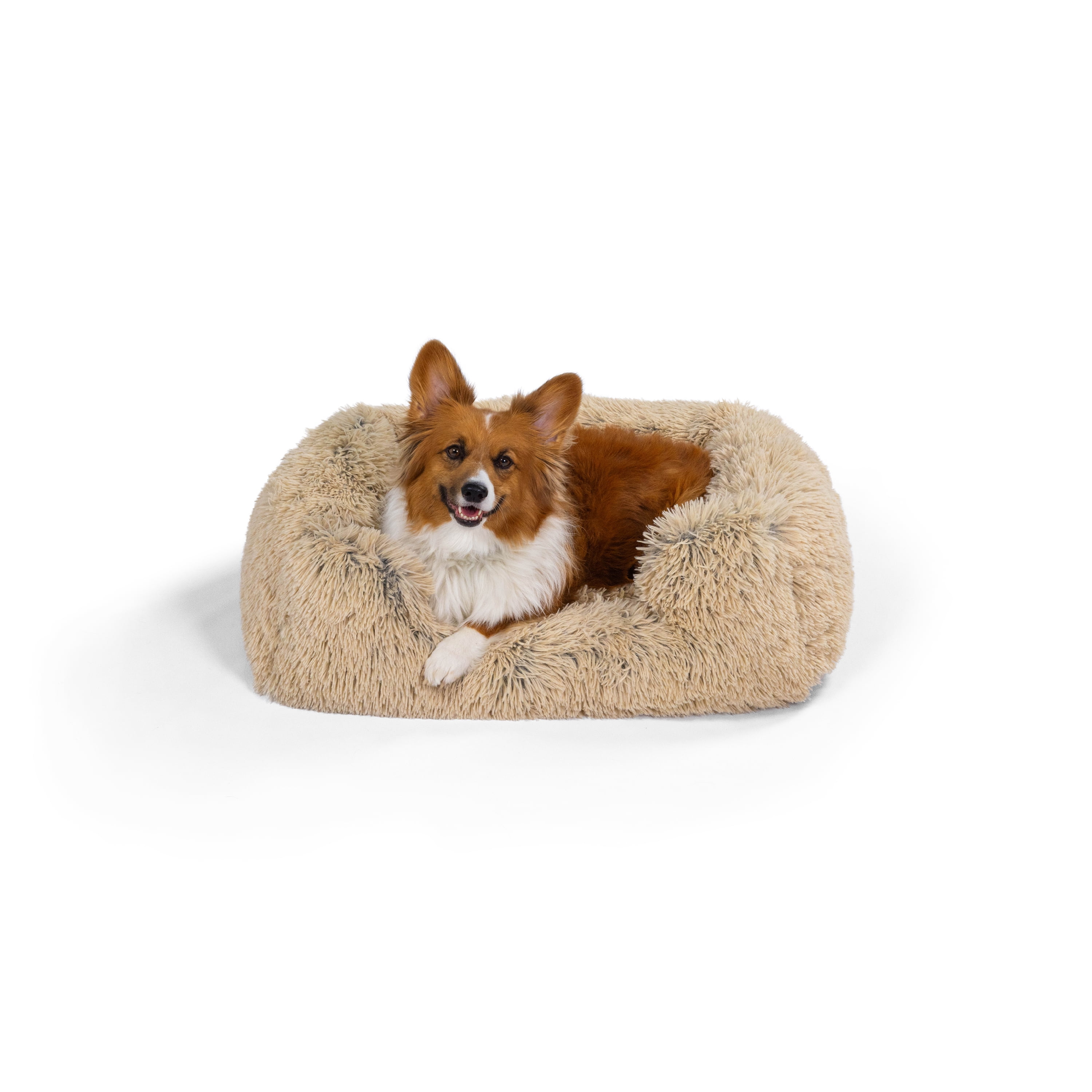 Best Friends by Sheri Shag Lounge Bed Calming Faux Fur Dog Bed, Taupe, Medium, 30" x 20"