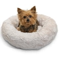 thumbnail image 1 of Best Friends by Sheri The Original Calming Donut Dog Bed for Extra-Small Dogs up to 10 lbs, Lux Faux Fur, Oyster, 18" x 18", 1 of 7