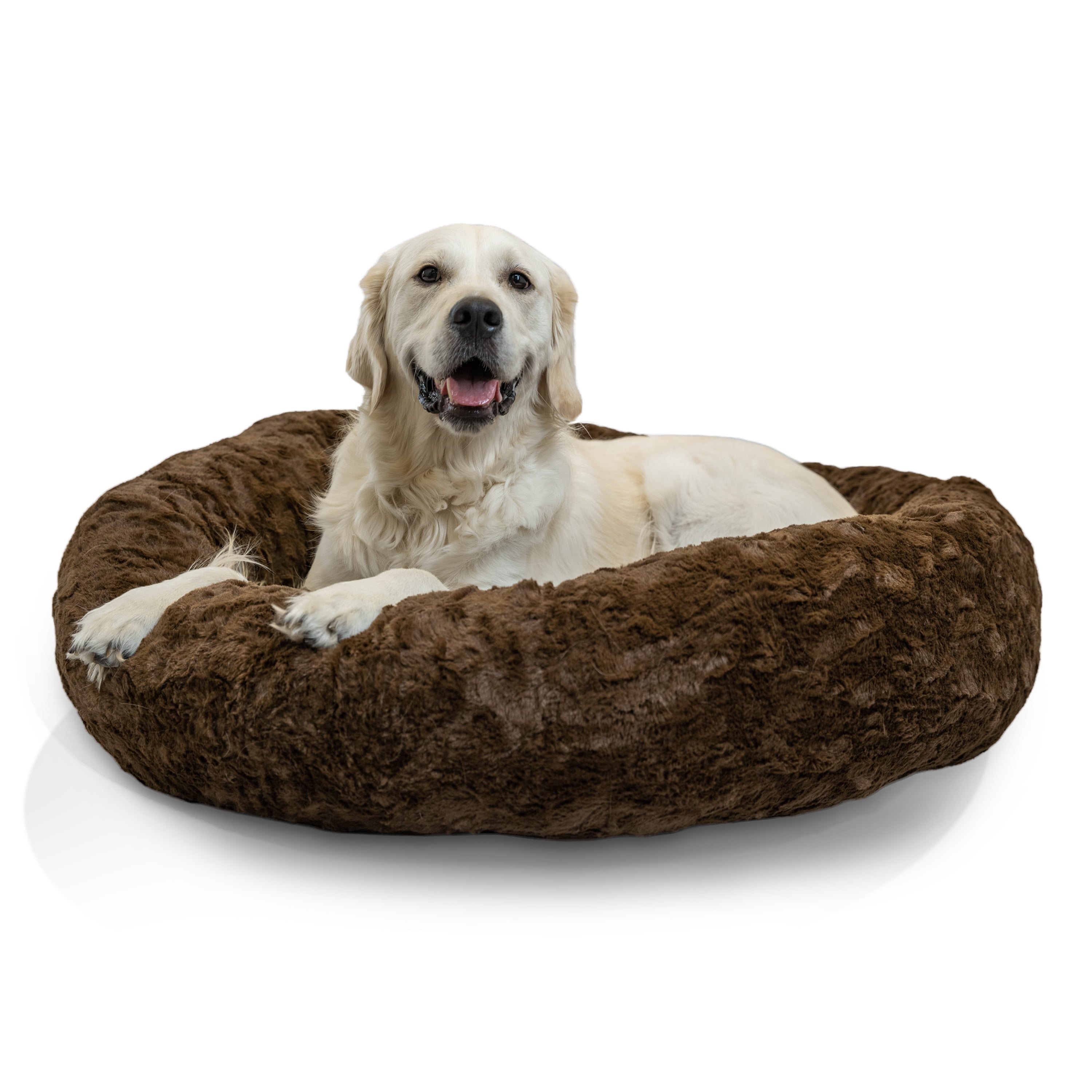 Best Friends by Sheri The Original Calming Donut Dog and Cat Bed in Lux Fur Dark Chocolate