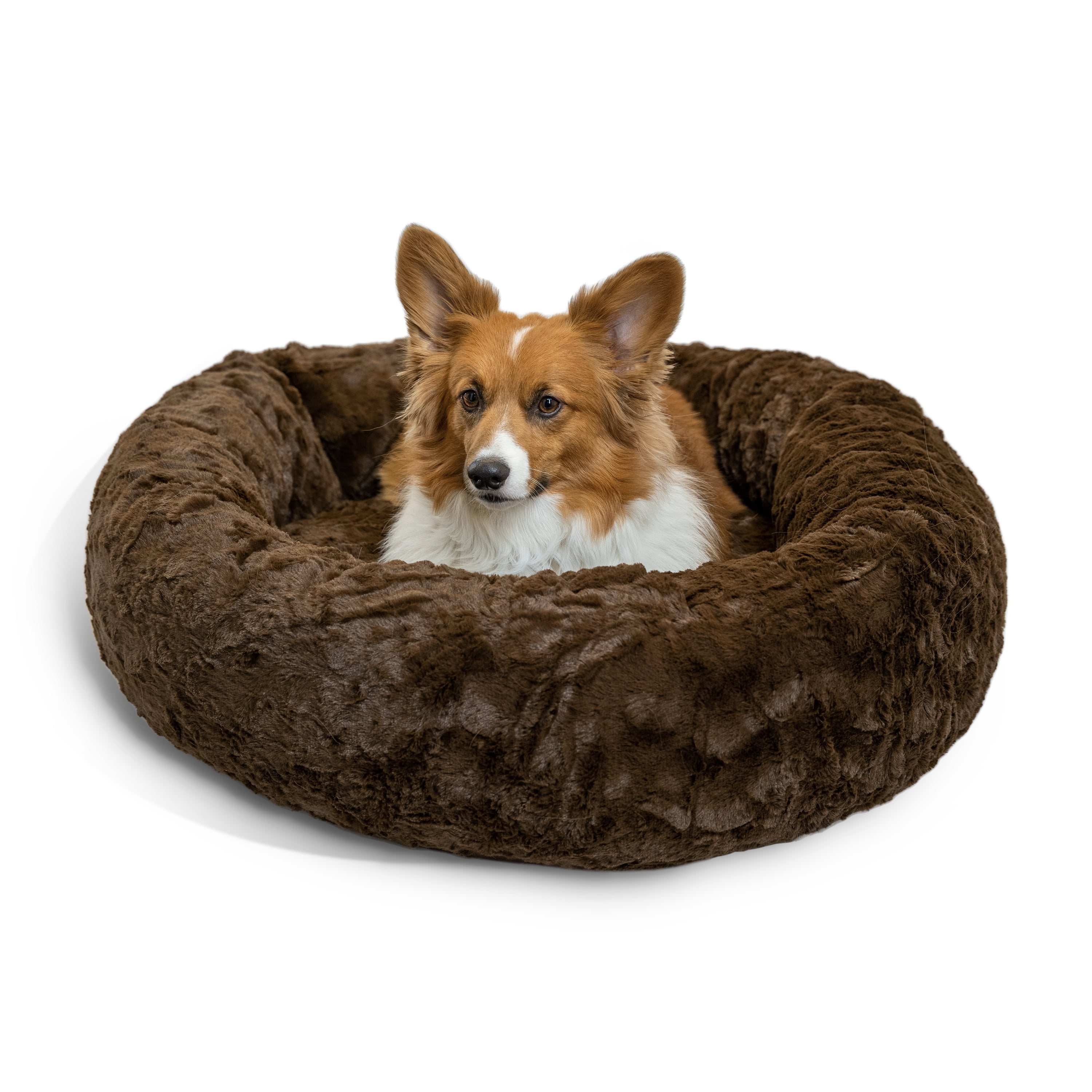 Best Friends by Sheri The Original Calming Donut Dog and Cat Bed in Lux Fur Dark Chocolate