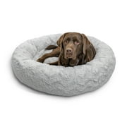 Best Friends by Sheri The Original Calming Donut Dog and Cat Bed in Lux Fur Gray, Large 36x36"