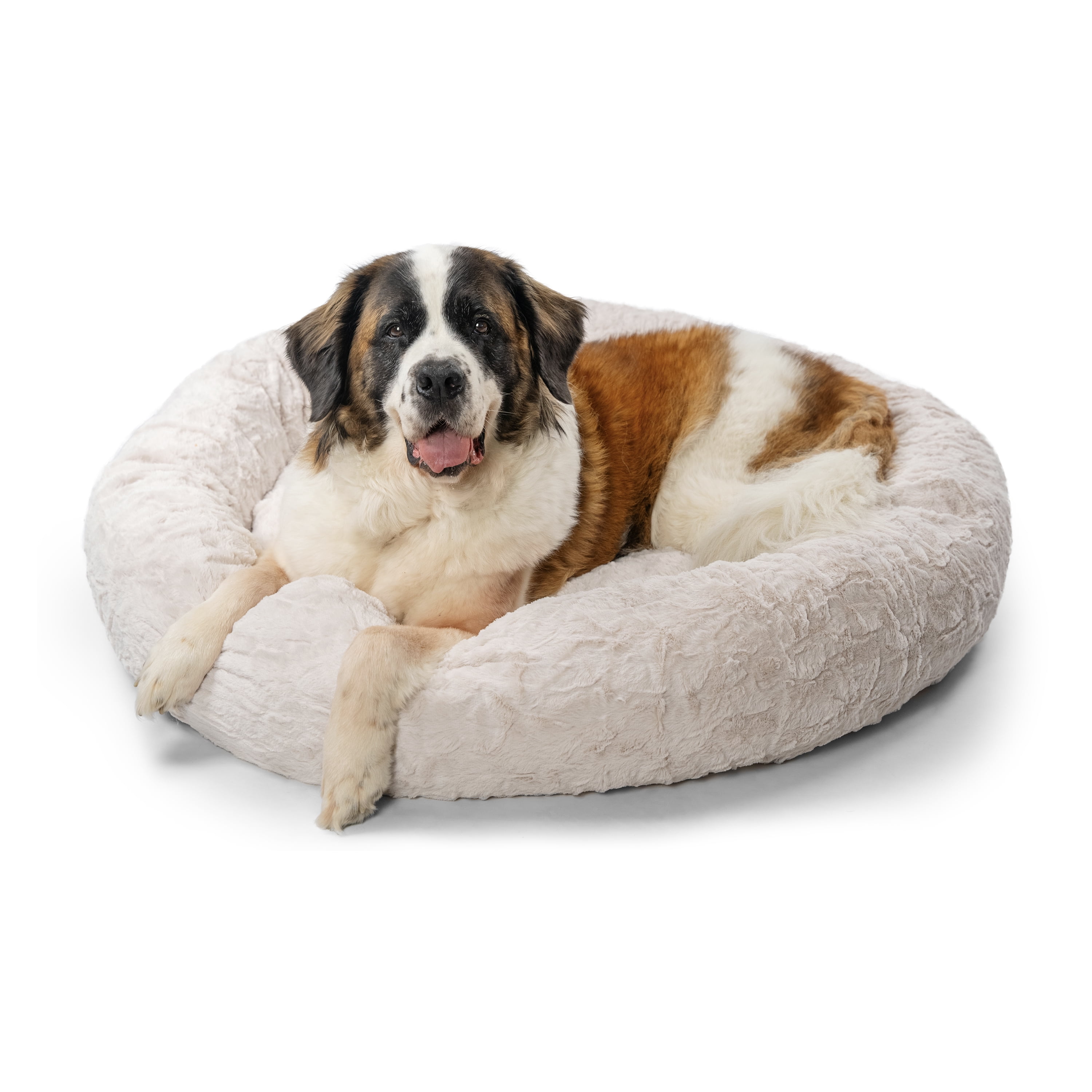 Best Friends by Sheri The Original Calming Donut Dog and Cat Bed in Lux Fur Oyster, Extra Large