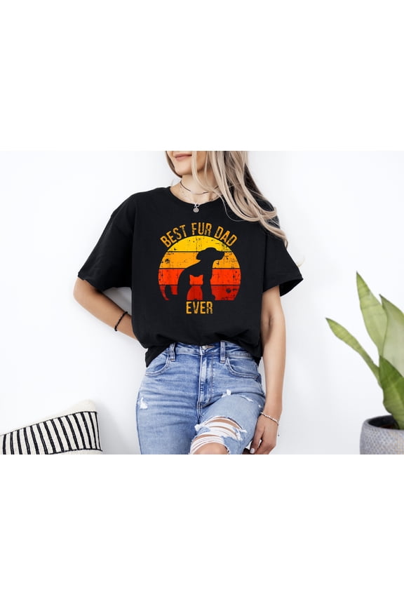 Best Fur Dad Ever Retro Dog Cat Pet Parent Funny Style Unisex T-Shirt V60770
