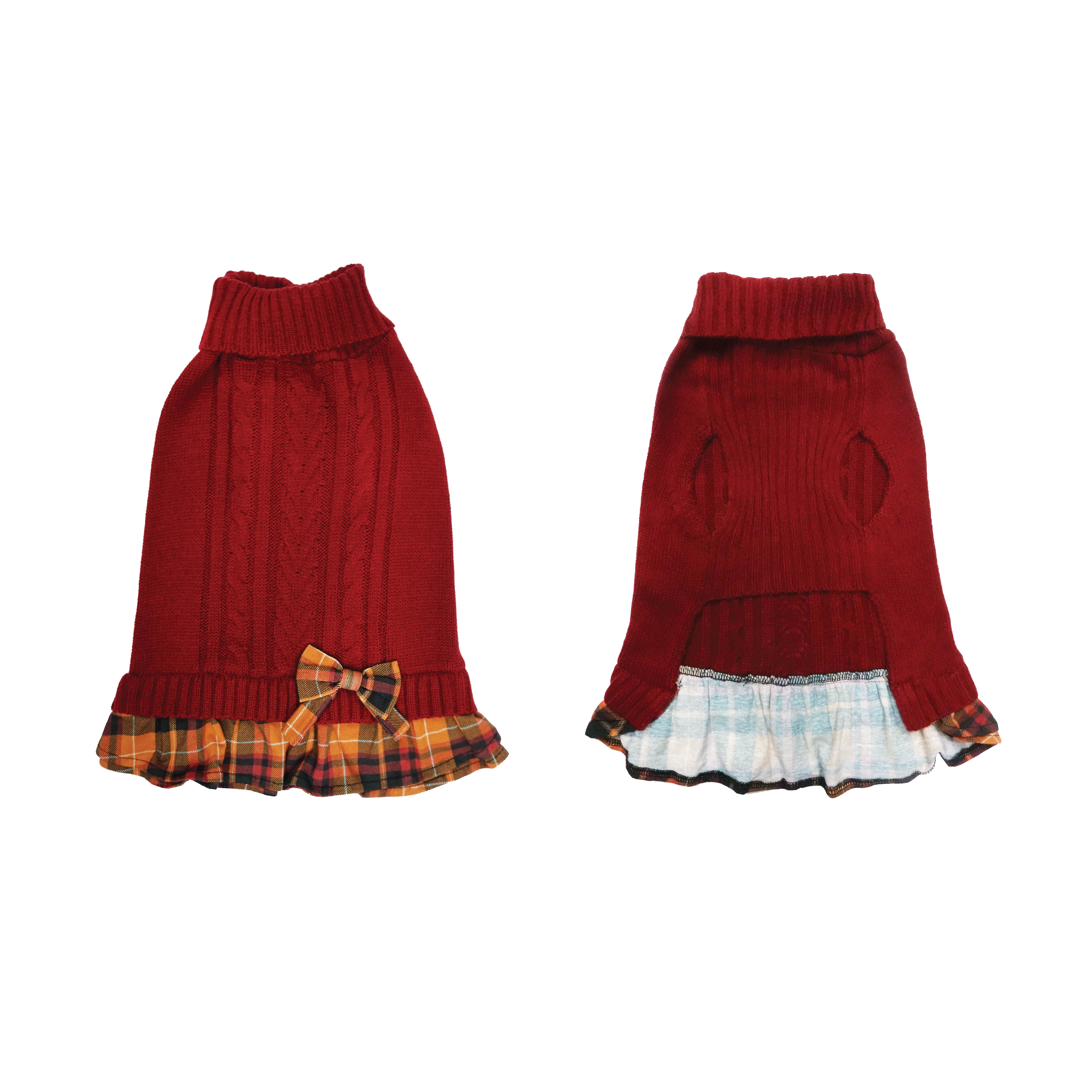 Best Furry Friends Sweater Dress for Dogs or Cats, Cider Plaid, Small