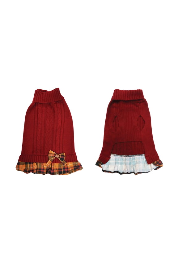 Sweater Dress for Dogs or Cats, Cider Plaid, X-Small