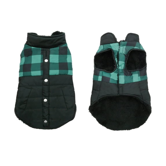 Best Furry Friends Coat for Dogs or Cats, Green Buffalo Check, Small