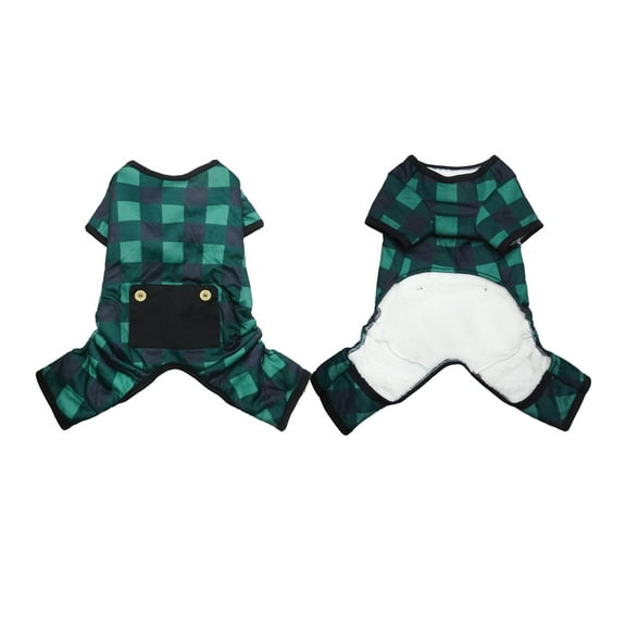 Best Furry Friends Pajama for Dogs or Cats (lined), Green Buffalo Check, Medium