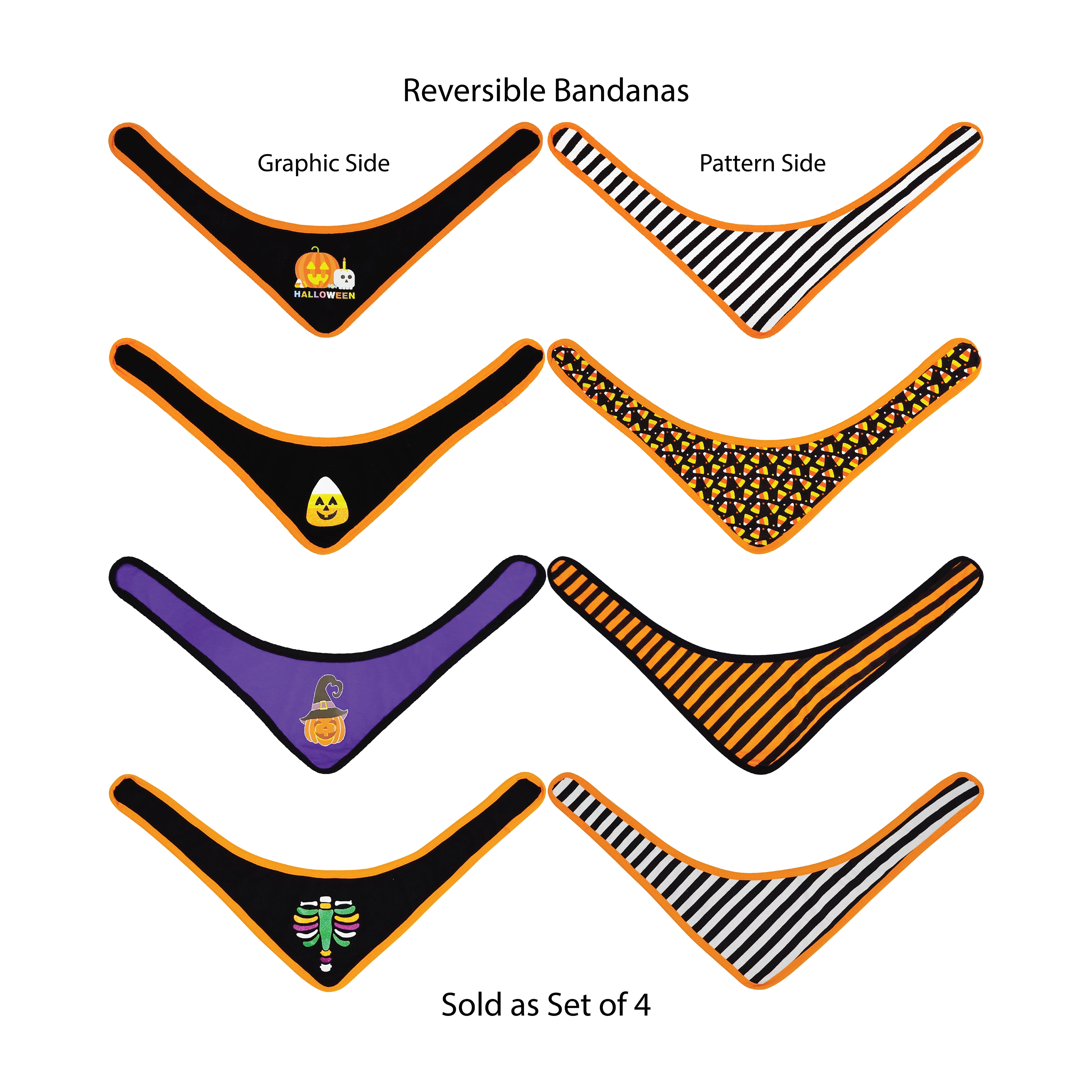 Best Furry Friends Bandana for Dogs or Cats (Set of 4), Halloween, Large/X-Large
