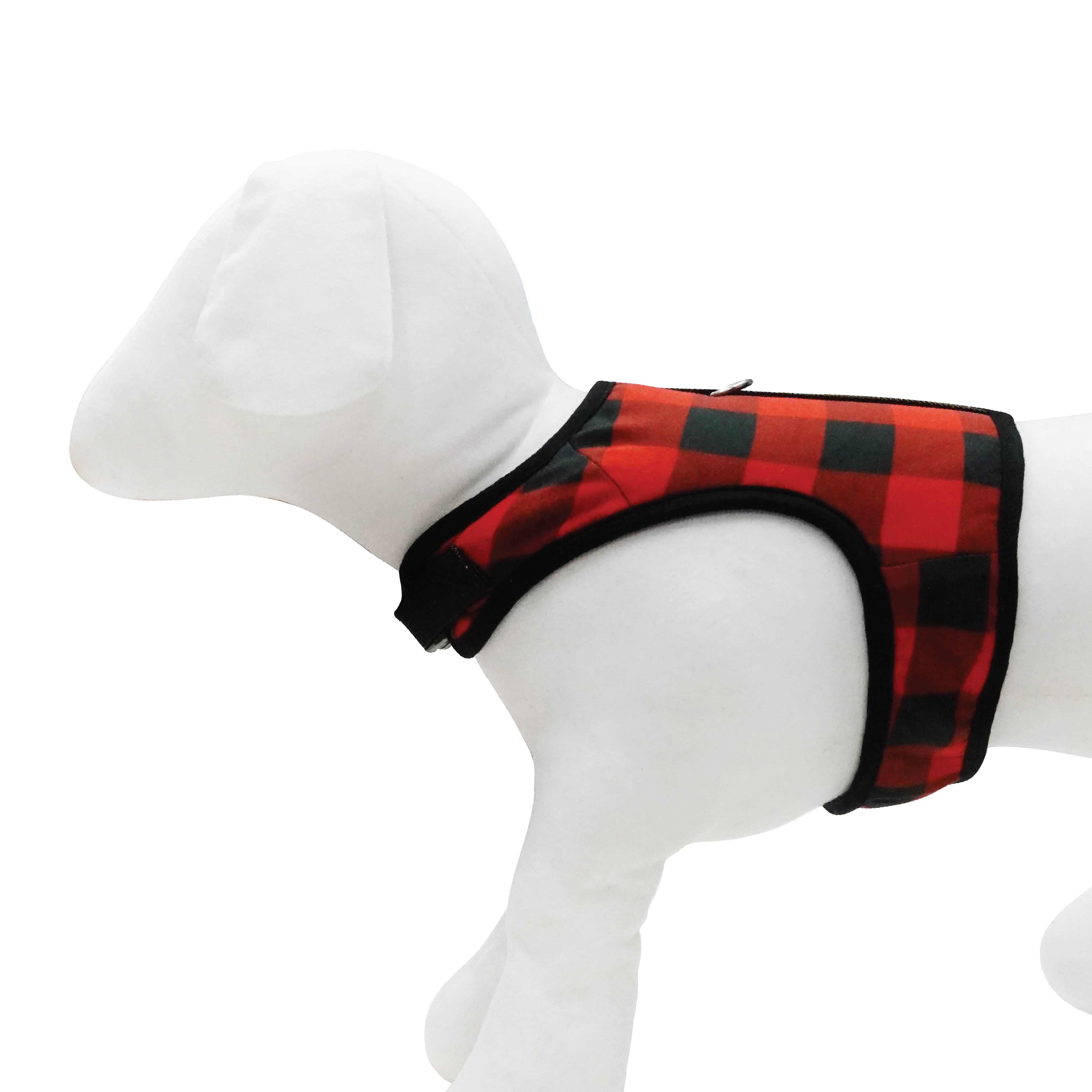 Best Furry Friends Harness for Dogs or Cats (lined), Red Buffalo Check, Small/Medium