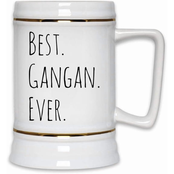 Best Gangan Ever – Funny 22oz Ceramic Beer Stein Mug | Heartwarming Gift for Grandpa – Birthday, Fathers Day, Christmas, Anniversary