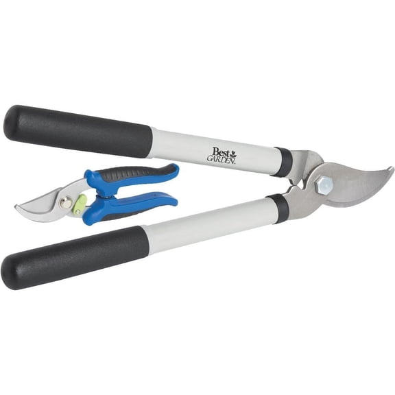 Best Garden 15" Bypass Lopper and 7" Bypass Pruner Combo Carbon Steel Blade