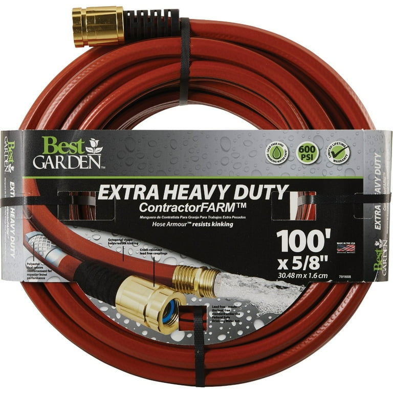 Best Garden 5/8 In. Dia. x 100 Ft. L. Drinking Water Safe Contractor Hose Best Garden 5/8 In. Dia. x 100 Ft. L. Drinking Water Safe Contractor Hose