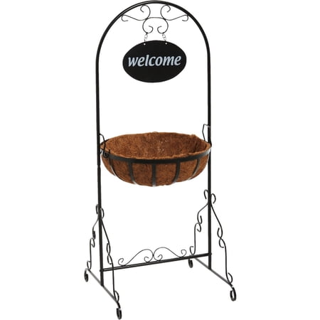 Best Garden Black Rust Resistant Steel 43 In. H. Welcome Plant Stand FP1110