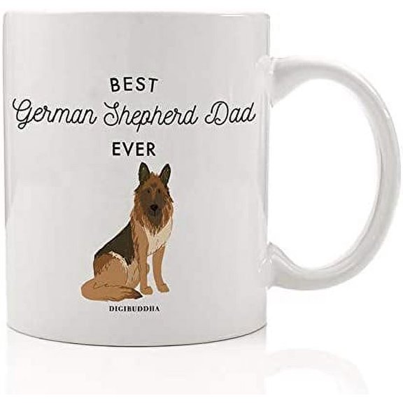Best German Shepherd Dad Ever Coffee Mug Gift Idea Adopted Family Pet Rescue Dog Daddy Father Loves Our GSD Breed 11oz Ceramic Tea Cup Christmas Birthday Father's Day Present DM0510_2
