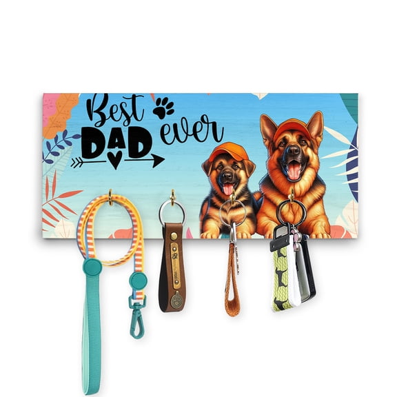 Best German Shepherd Dad Ever Happy Father's Day Wood Key Holder Alsatian Dog Lover Gifts Wall-mounted Key Rack Home Decor - 02006