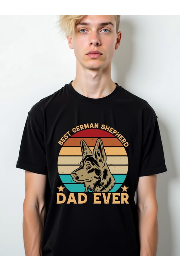 Best German Shepherd Dad Ever Mens t-shirt black graphic 2026 Wearable year-round Stylish summer outerwear Vintage Unisex Shirt Graphic Tee tshirts