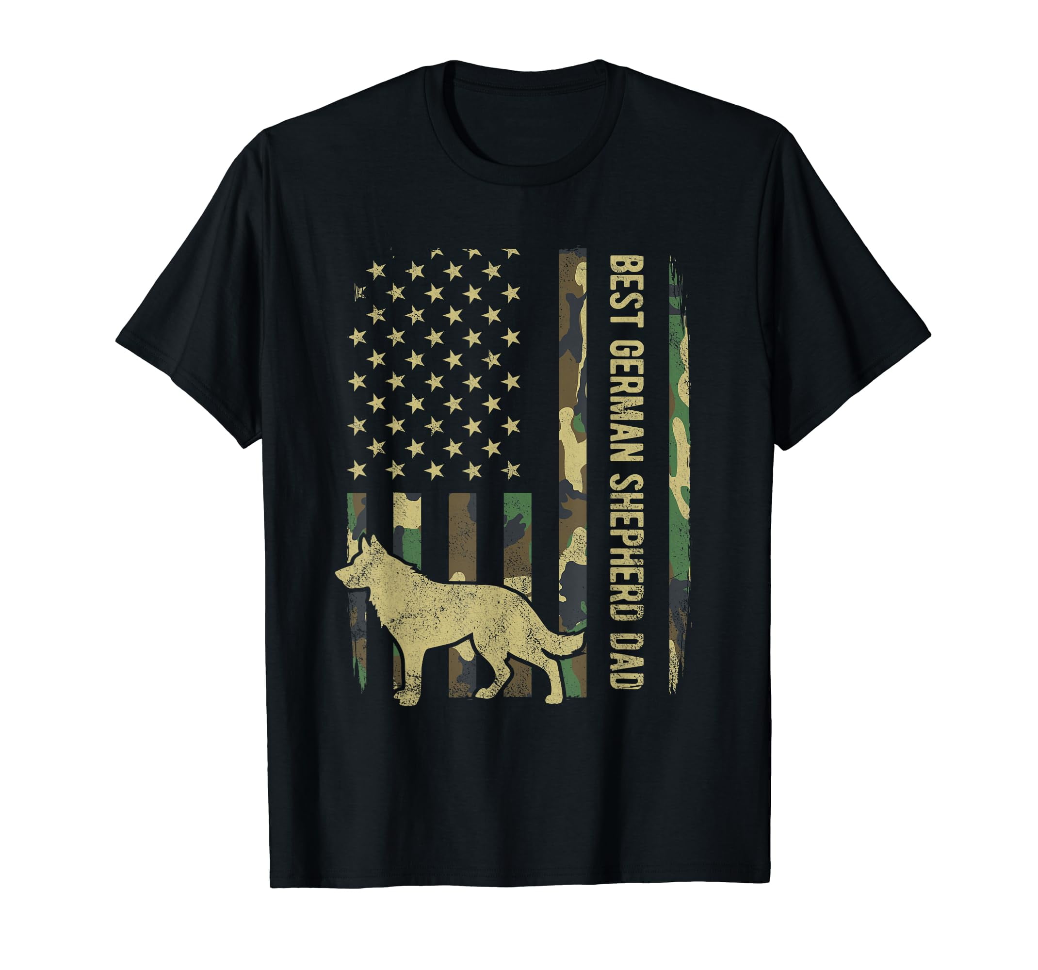 Best German Shepherd Dog Dad Camouflage American Flag T-Shirt - Walmart.com