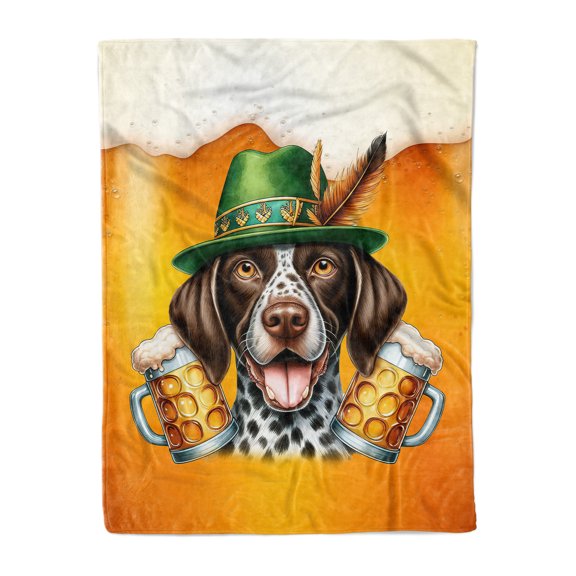 Best German Shorthaired Pointer Dad Proud Beer Lover Happy Oktoberfest Cozy Fleece Blanket GSP Lover Dog Gift Warm Soft Throw Blanket - 02016