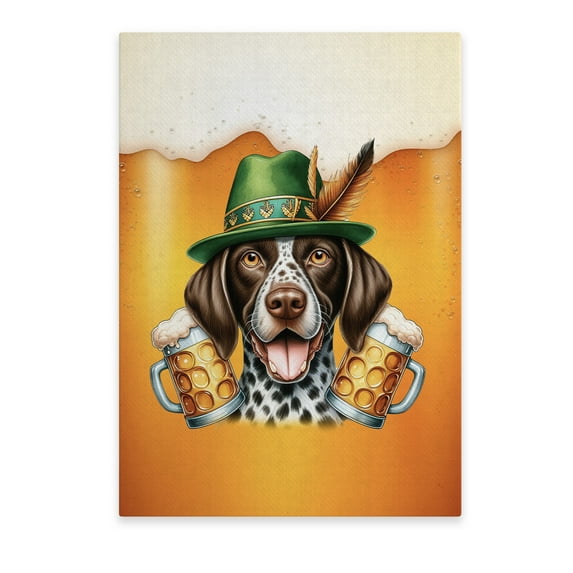 Best German Shorthaired Pointer Dad Proud Beer Lover Happy Oktoberfest Vertical Matte Canvas Poster GSP Lover Dog Gift Wall Art Home Decor - 02016
