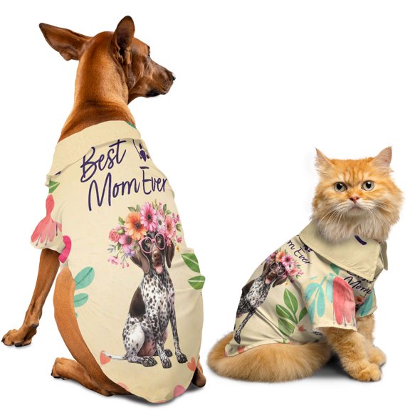 Best German Shorthaired Pointer Mom Ever Happy Mother's Day Hawaiian Summer Shirt for Small Medium Large Dog Cat GSP Lover Dog Gift - 02002