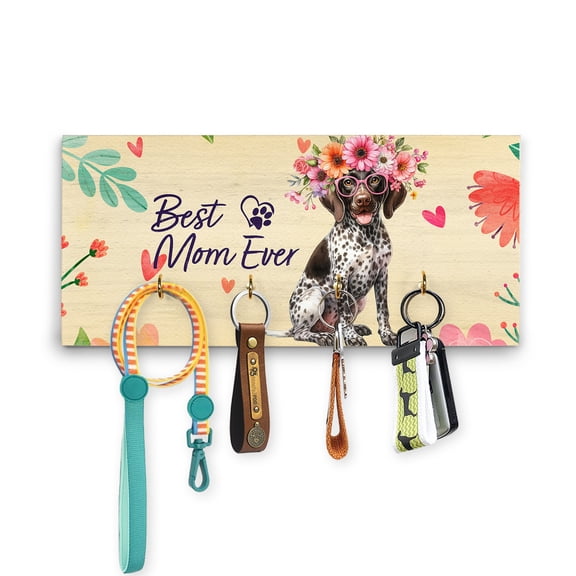 Best German Shorthaired Pointer Mom Ever Happy Mother's Day Wood Key Holder GSP Lover Dog Gift Wall-mounted Key Rack Home Decor - 02002