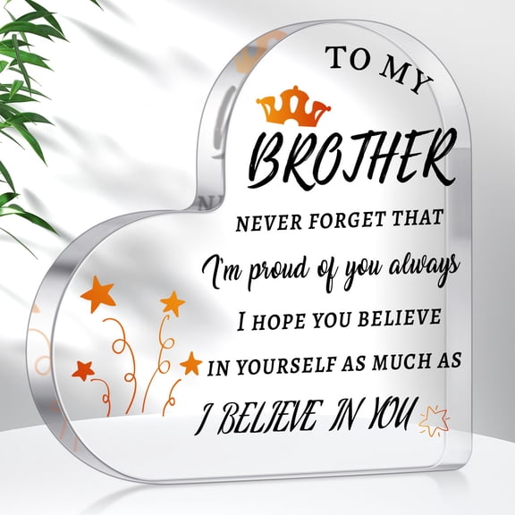 Best Gift For Brothers And Friends - Mutual Trust Acrylic Heart-Shaped Nameplate Exquisite Crystal Desk Decoration For Parties Birthdays Weddings Christmas