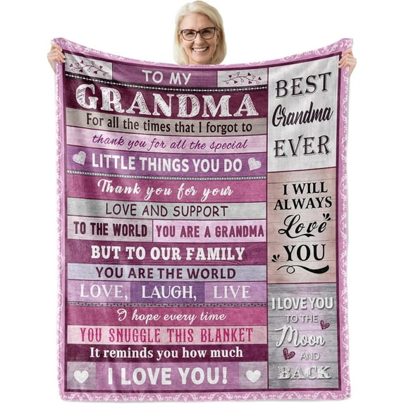 Best Gift for Grandma, Grandma Gifts from Granddaughter Grandson, Grandma Birthday Gift from Grandkids, Grandmother Gifts,Grandma Gift for Christmas Mothers Day, Grandma Blanket Gift 60"X 50"