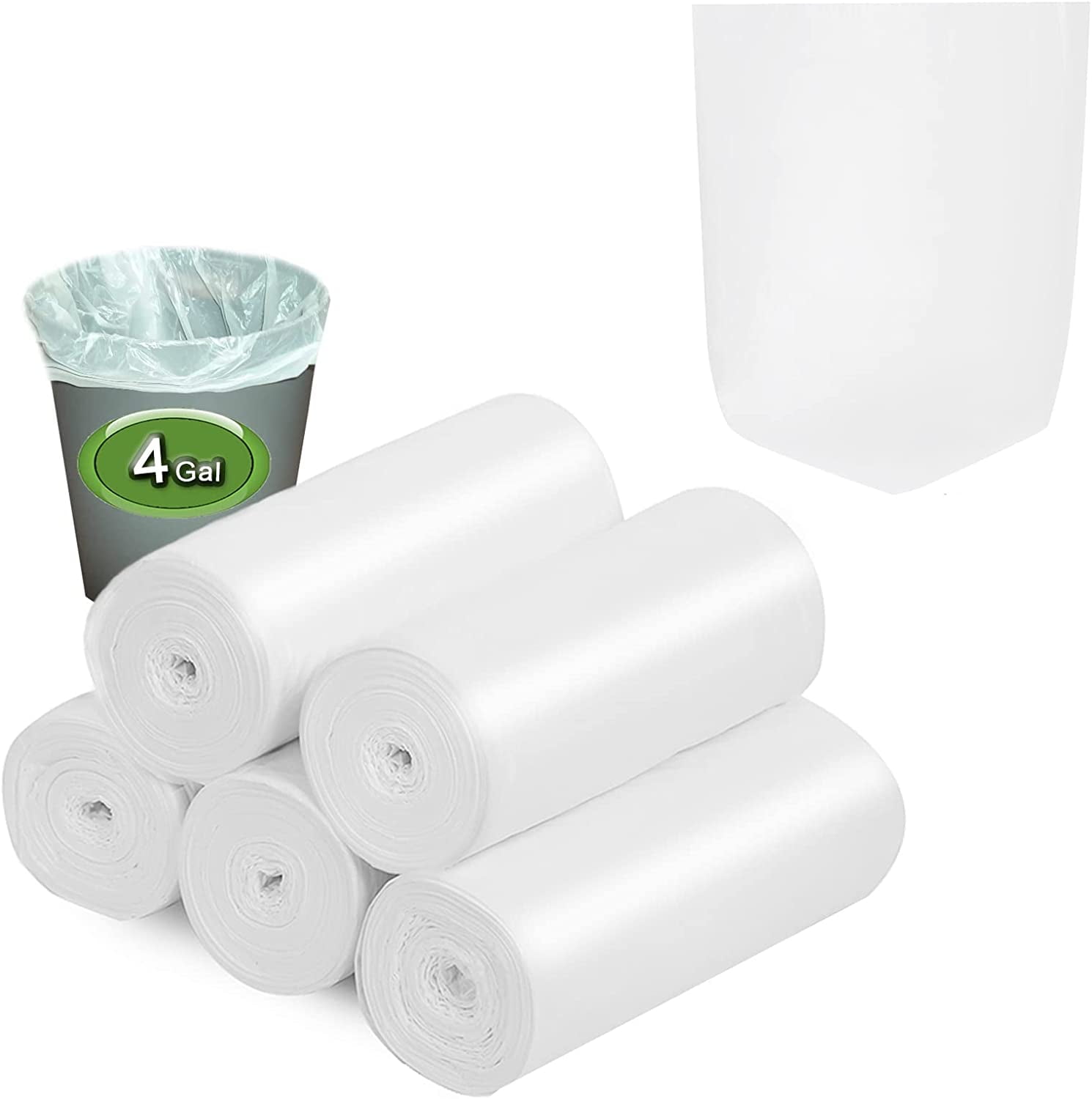 Yogui Home Living 10 Gallon Clear Trash Bags (200 Count) + Rev-A-Shelf  35-Quart (9-Gallon - 1 Pack). Indoor Garbage Bin for Kitchen, Home, Office  and