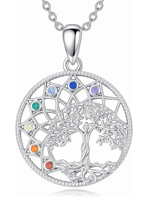 Best Gifts for Mom 925 Sterling Silver Tree of Life Necklace Mother Daughter Son Lotus Mother Jewelry for Mother's Day Christmas