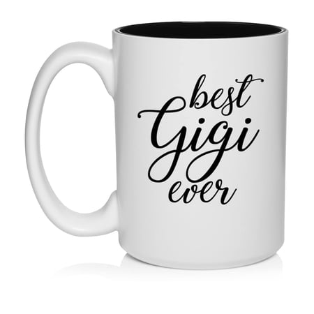Best Gigi Ever Grandma Grandmother Ceramic Coffee Mug Tea Cup Gift for Her, Sister, Women, Grandparents’ Day, Wife, Pregnancy Announcement, Mom, Mother’s Day, Cute, Birthday, Mother (15oz White)