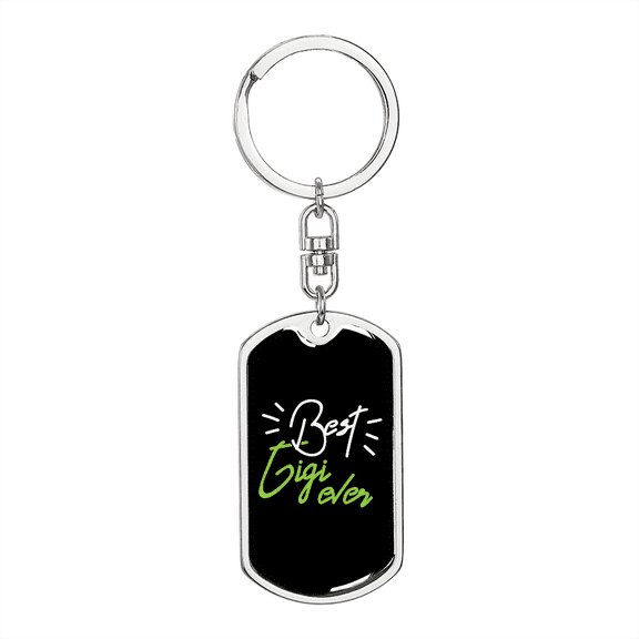 Best Gigi Ever Green Mom Dog Tag Keychain Stainless Steel Silver Tone or Gold Tone