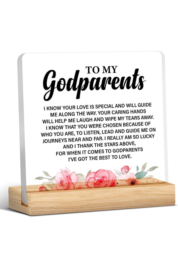 Best Godparents Gift, Godparents Gift From Godson Goddaughter, Thank You Appreciate Gift For Godparents, To My Godparents Acrylic Desk Sign Decor