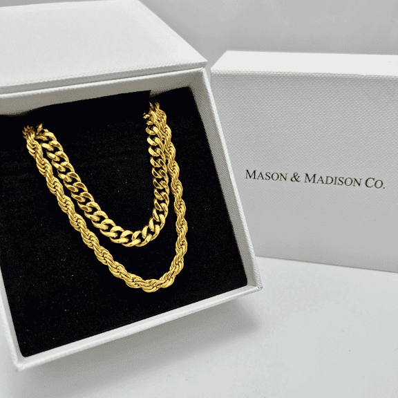 18K Gold Chain Necklace Set for Women, Best Trending Trendy Gold Chain Necklace Set Gift for Women, Lady, Mother, Wife, Mason & Madison Co.