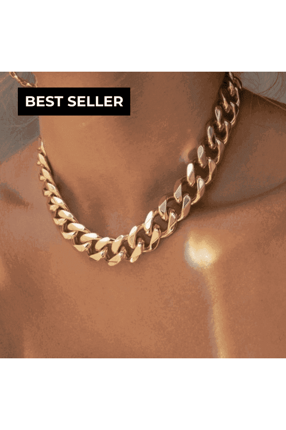 18K Gold Chunky Chain Necklace for Women, Best Trending Trendy Gold Chunky Chain Necklace Gift for Women, Lady, Mother, Wife, Mason & Madison Co.
