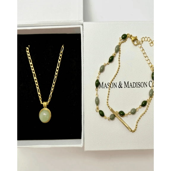 18K Gold Chain Necklace Bracelet Women's, Best Trending Trendy Gold Chain Necklace Bracelet Gift for Women, Lady, Mother, Wife, Mason & Madison Co.