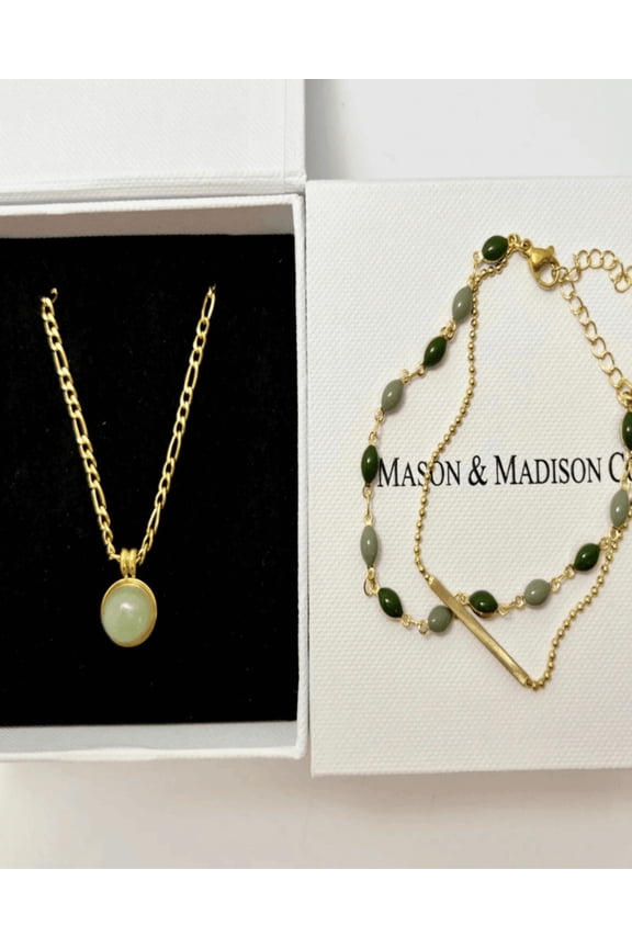 18K Gold Chain Necklace Bracelet Women's, Best Trending Trendy Gold Chain Necklace Bracelet Gift for Women, Lady, Mother, Wife, Mason & Madison Co.