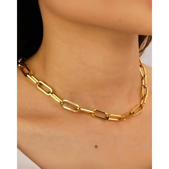 18K Gold Link Chain Necklace for Women, Best Trending Trendy Gold Link Chain Necklace Gift for Women, Lady, Mother, Wife, Mason & Madison Co.