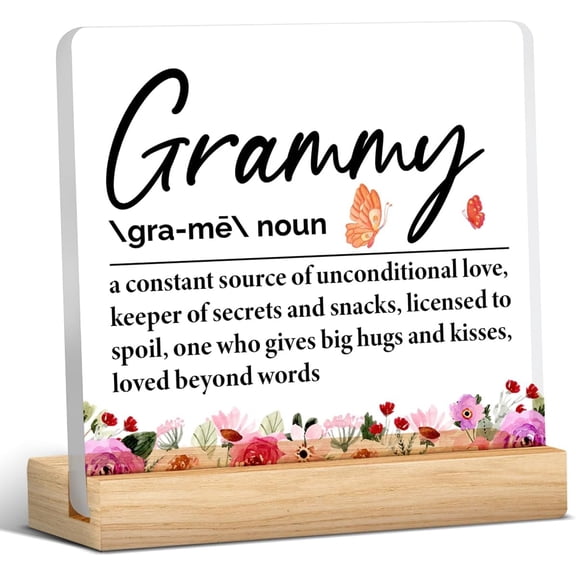 Best Grammy Gifts, Grammy Gift From Granddaughter Grandson, Birthday Christmas Mother's Day Gifts for Grammy Grandma Nana, Grammy Definition Acrylic Desk Sign Decor 4x4 Inch
