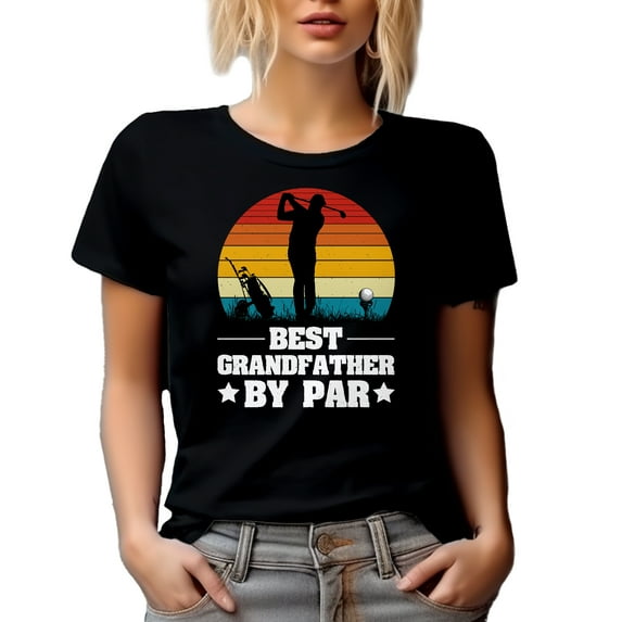 Best Grand Father by Par - Grandpa or Grandad Golfer Father's Day or Birthday, Black T-Shirt, Medium