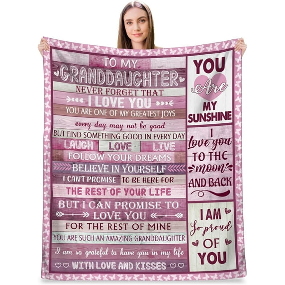 Best Granddaughter Gift from Grandma Nana Grandpa, Special Sweet Gift for Granddaughter, Granddaughter Birthday Gift Idea, Graduation Gift for Granddaughter, Throw Blanket 60"X 50"