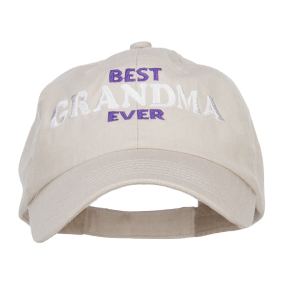 Best Grandma Ever Embroidered Low Cap - Stone OSFM