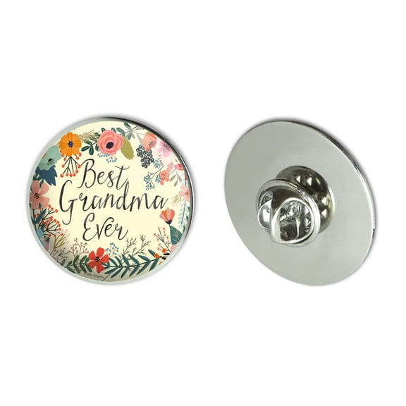 Best Grandma Ever Floral Metal 1.1" Tie Tack Hat Lapel Pin Pinback