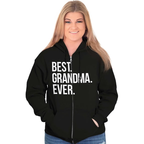 Best Grandma Ever Nanna Gigi Nan Cute Womens Plus Size Graphic Zipper Hoodie Brisco Brands 3X