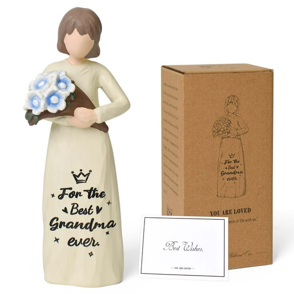 Best Grandma Ever Resin Statue - 5.7" Heartfelt Keepsake Gift with Card, Floral Design, Premium Collectible Figurine for Mother's Day, Birthday