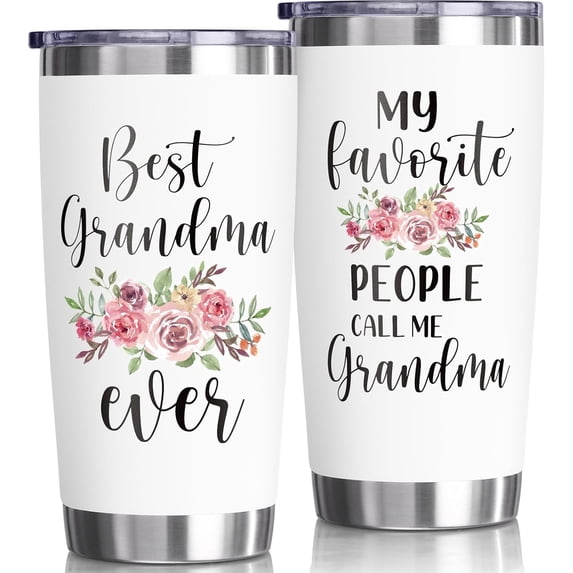 Best Grandma Gifts - 20 OZ Tumbler Mothers Day Gifts for Grandma Grandmother from Granddaughter, Grandson, Grandkids for Nana/New Grandma/Grandparents, Insulated Cup Grandma Birthday Gifts