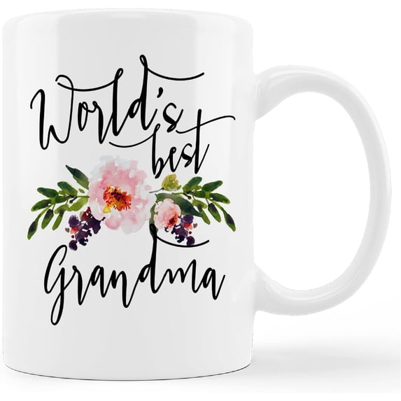 Best Grandma Mug Cup,World''s Best Grandma Floral Ceramic Mug-11oz Coffee Milk Tea Mug Cup,Grandmother Grandma Birthday Mother''s Day Gifts From Grandson Granddaughter Grandkids
