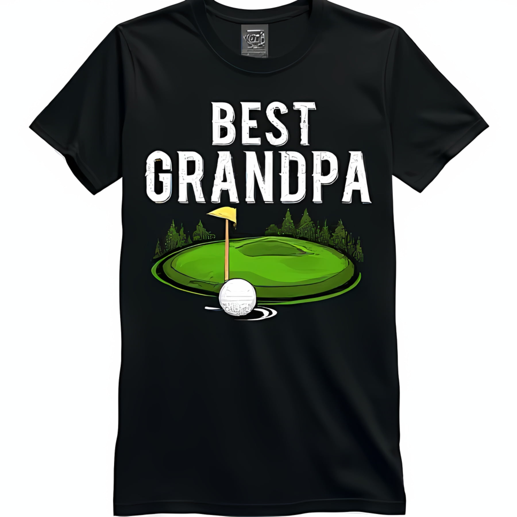 Best Grandpa Black TShirt with Golf Course Graphic & Golf Ball Design