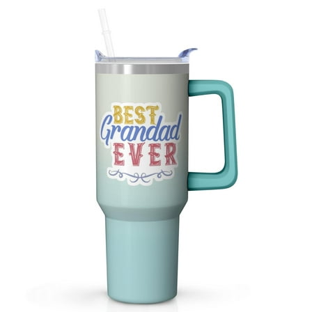 Best Grandpa Ever 40oz Tumbler with Handle, Gift for Grandpa Insulated Stainless Steel Cup, Fathers Day Christmas Birthday Presents from Grandkids