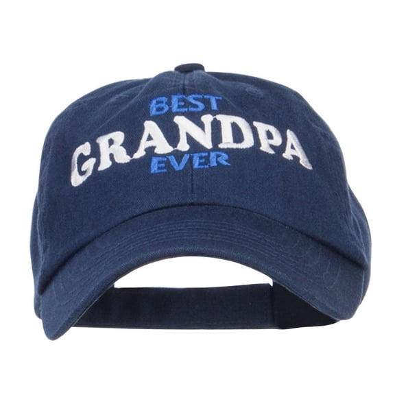 Best Grandpa Ever Embroidered Low Cap - Navy OSFM